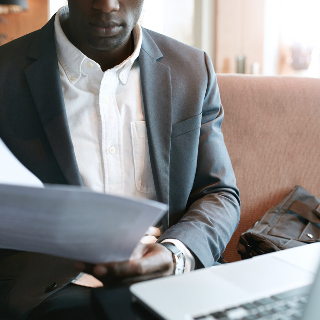 Man working on paperwork