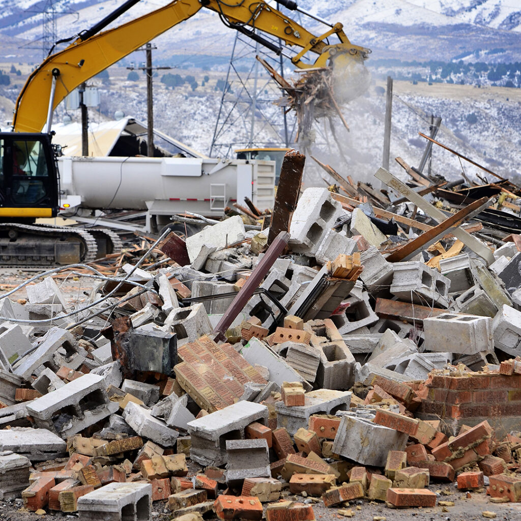 Building being demolished