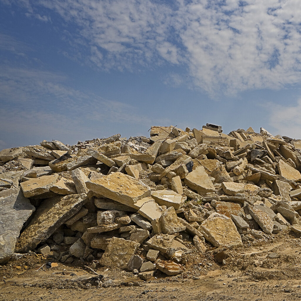 Debris after a demolition