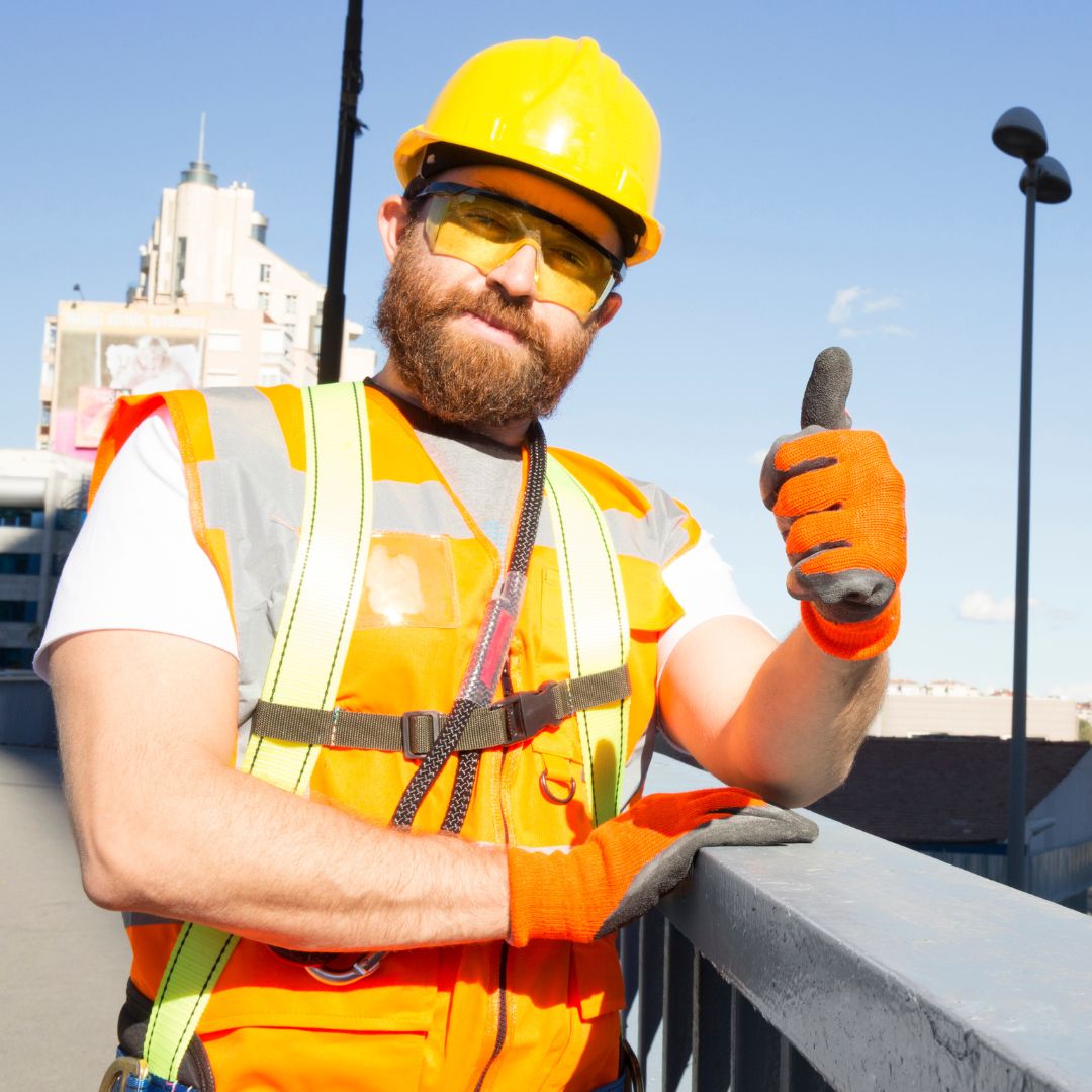 construction employee giving thumbs up