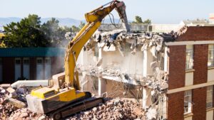 a building being demolished