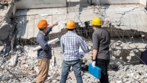 demolition contractors working on project