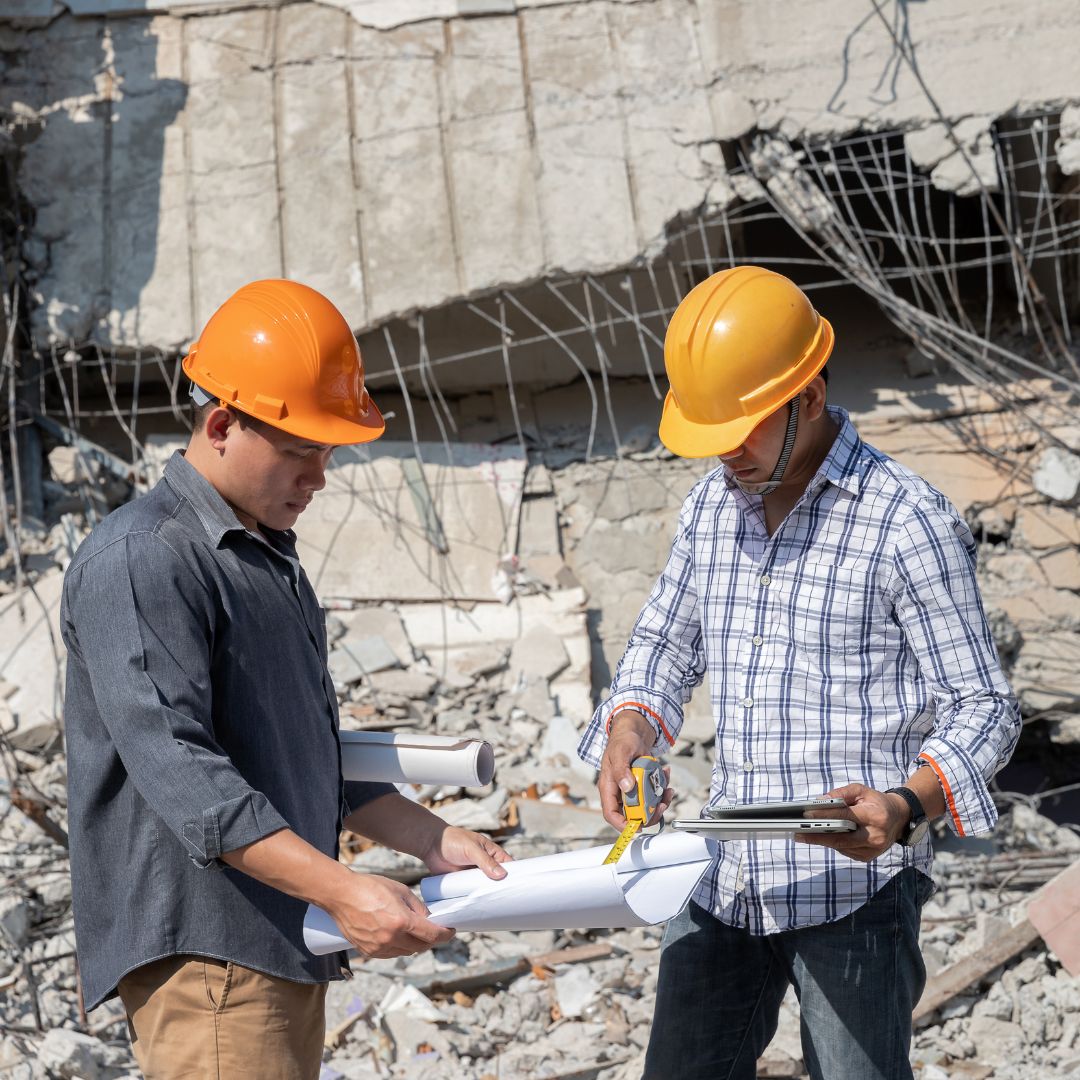 demolition contractors looking over safety plan